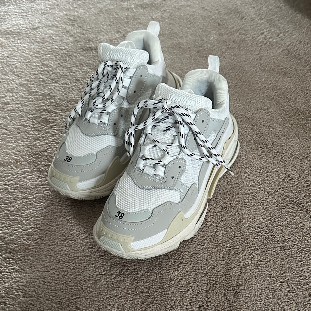 Stylish White and Gray Sneakers